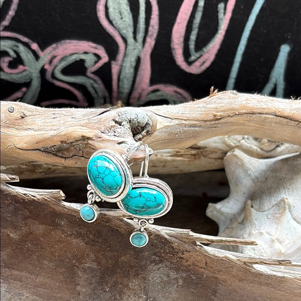 Turquoise Silver Earrings NWT☀️3/$12